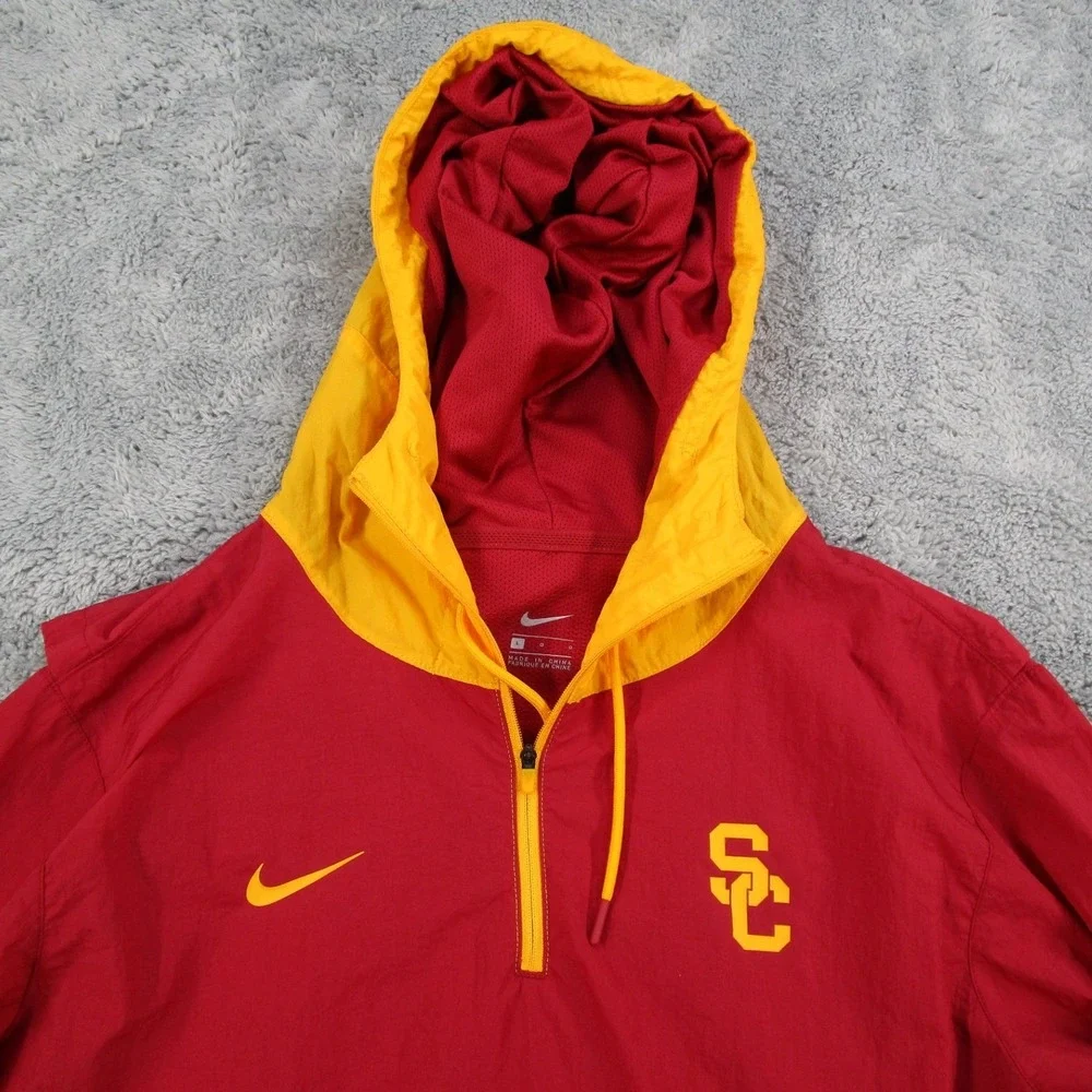 Nike USC Trojans Mens Large Red Yellow Quarter Zip Windbreaker Jacket